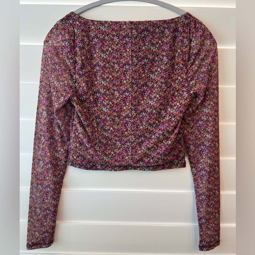 AFRM x Nordstrom Ditsy Floral Sweetheart Long Sleeve Crop Top - Picture 2 of 8
